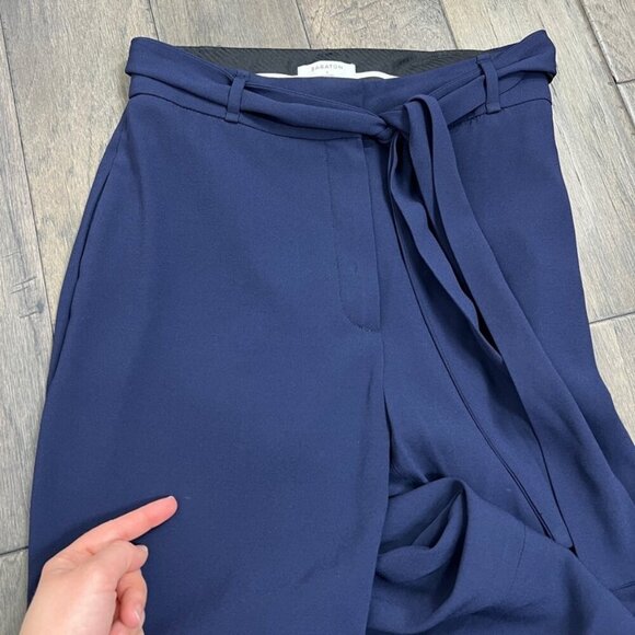 Aritzia Babaton Navy Blue Quillian Front Tie Wide Leg Trouser Pant - Picture 6 of 11